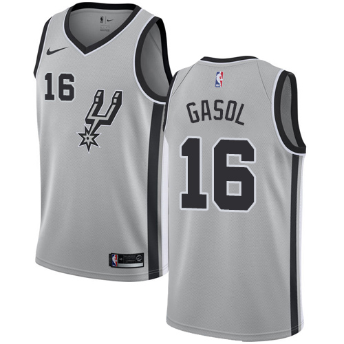 San Antonio Spurs #16 Pau Gasol Silver Swingman Statement Edition Jersey Mens