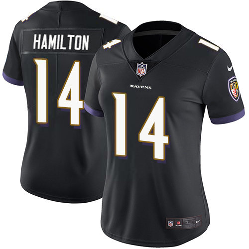 Ravens #14 Kyle Hamilton Black Alternate Women's Stitched Vapor Untouchable Limited Jersey