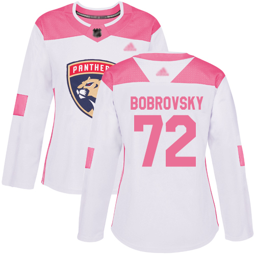Adidas Florida Panthers #72 Sergei Bobrovsky White/Pink Authentic Fashion Women's Stitched Jersey Womens