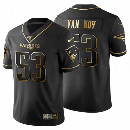 New England New England Patriots #53 Kyle Van Noy Men's Black Golden Limited 100 Jersey Men's