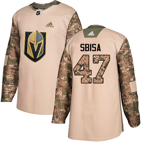 Adidas Golden Vegas Golden Knights #47 Luca Sbisa Camo Authentic 2017 Veterans Day Stitched Youth Jersey Youth