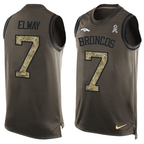 Broncos #7 John Elway Green Men's Stitched Limited Salute To Service Tank Top Jersey