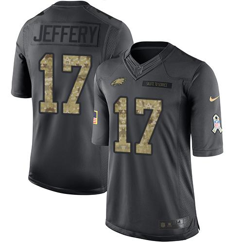 Philadelphia Eagles #17 Alshon Jeffery Black Men's Stitched Limited 2016 Salute To Service Jersey Men's