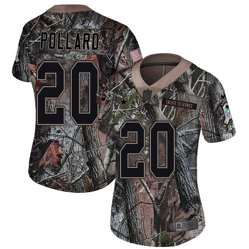 Cowboys #20 Tony Pollard Camo Women's Stitched Limited Rush Realtree Jersey