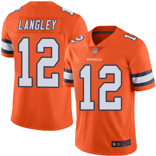 Denver Broncos #12 Brendan Langley Orange Men's Stitched Limited Rush Jersey Men's