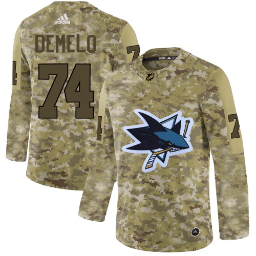 Adidas San Jose Sharks #74 Dylan DeMelo Camo Authentic Stitched Jersey Men's