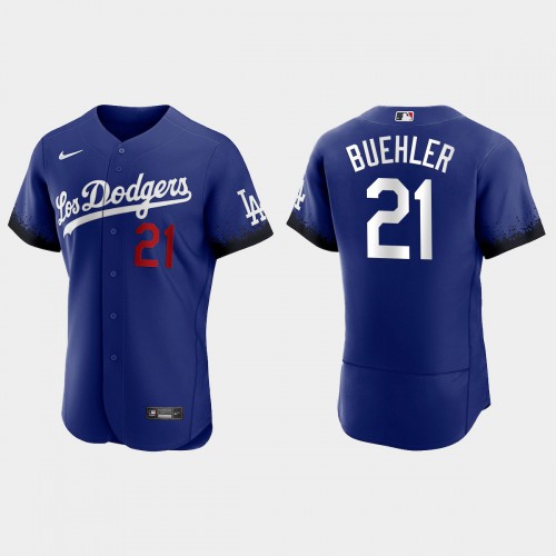 Los Angeles Los Angeles Dodgers #21 Walker Buehler Men's 2021 City Connect Authentic Jersey Royal Men's