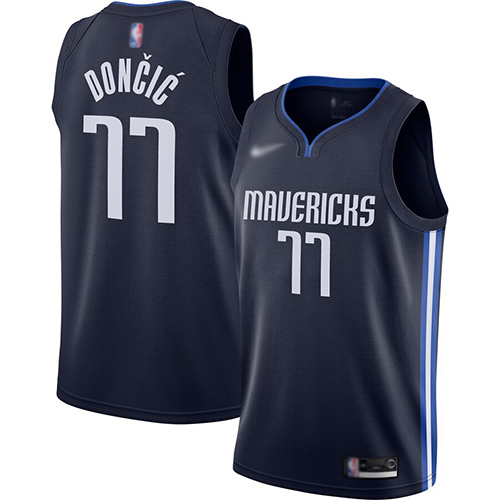 Dallas Mavericks #77 Luka Doncic Navy Swingman Statement Edition 2019/2020 Jersey Mens