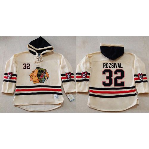 Chicago Blackhawks #32 Michal Rozsival Cream Heavyweight Pullover Hoodie Stitched Jersey Men's