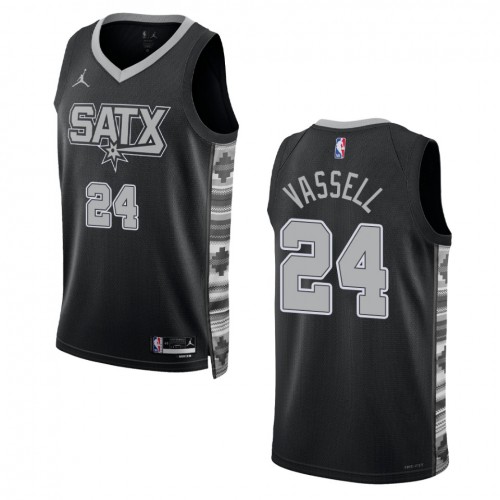 San Antonio San Antonio Spurs #24 Devin Vassell Unisex Black 2022-23 Swingman Jersey - Statement Edition Mens