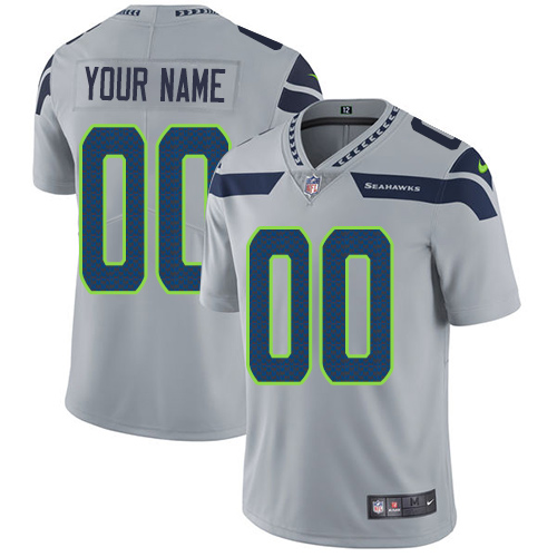 Seattle Seahawks Customized Grey Alternate Stitched Vapor Untouchable Limited Youth Jersey