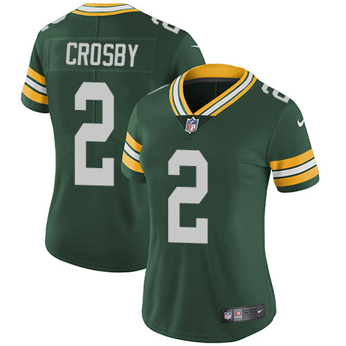 Green Bay Packers #2 Mason Crosby Green Team Color Women's Stitched Vapor Untouchable Limited Jersey Womens