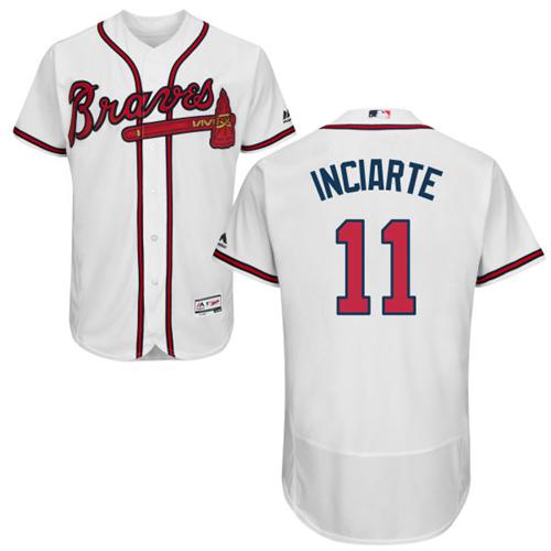 Atlanta Braves #11 Ender Inciarte White Flexbase Authentic Collection Stitched Jersey Men's
