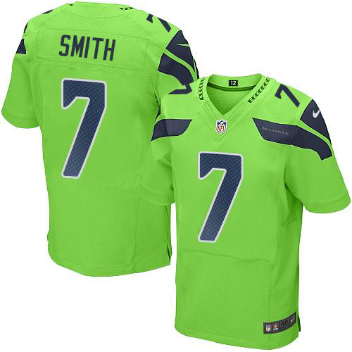 Seahawks #7 Geno Smith Green Men's Stitched Elite Rush Jersey