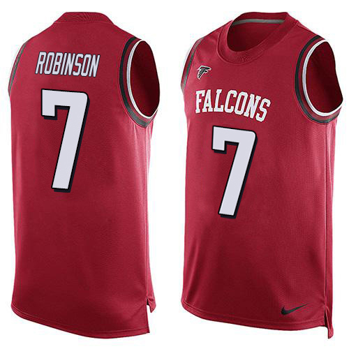Falcons #7 Bijan Robinson Red Team Color Men's Stitched Limited Tank Top Jersey