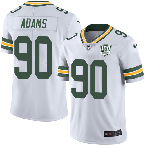 Green Bay Packers #90 Montravius Adams White Men's 100th Season Stitched Vapor Untouchable Limited Jersey Men's