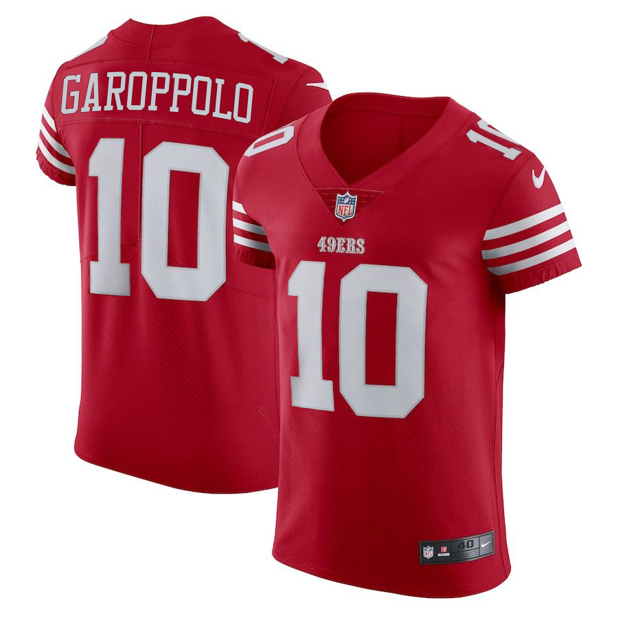 San Francisco 49ers #10 Jimmy Garoppolo Scarlet Men's 2022-23 Authentic Stitched Vapor Untouchable Elite Jersey