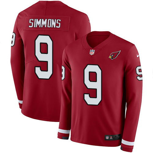 Cardinals #9 Isaiah Simmons Red Team Color Men's Stitched Limited Therma Long Sleeve Jersey