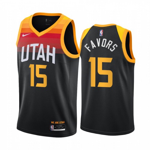 Utah Jazz #15 Derrick Favors Black Youth Swingman 2020-21 City Edition Jersey Youth