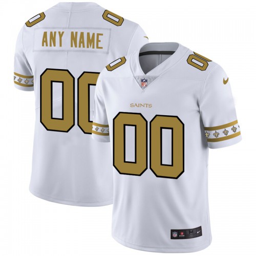 New Orleans Saints Custom White Team Logo Vapor Limited Jersey