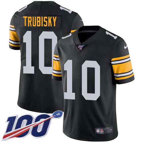 Steelers #10 Mitchell Trubisky Black Alternate Men's Stitched 100th Season Vapor Limited Jersey