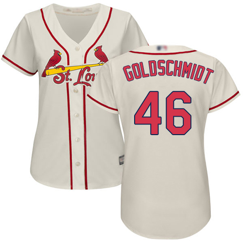 St.Louis Cardinals #46 Paul Goldschmidt Cream Alternate Women's Stitched Jersey Womens