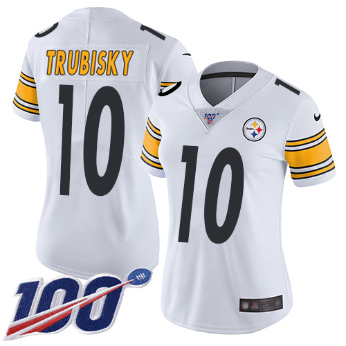 Steelers #10 Mitchell Trubisky White Women's Stitched 100th Season Vapor Untouchable Limited Jersey