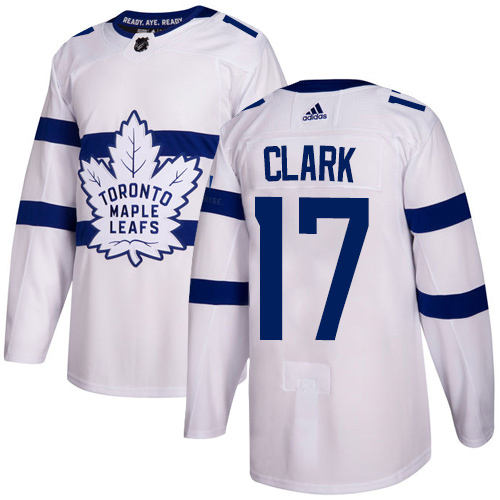 Adidas Maple Toronto Maple Leafs #17 Wendel Clark White Authentic 2018 Stadium Series Stitched Jersey Men's