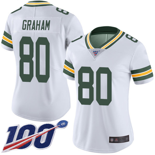 Green Bay Packers #80 Jimmy Graham White Women's Stitched 100th Season Vapor Limited Jersey Womens
