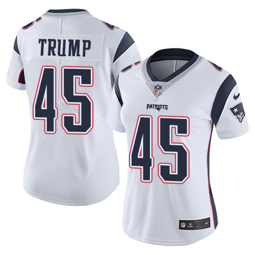 New England Patriots #45 Donald Trump White Women's Stitched Vapor Untouchable Limited Jersey Womens