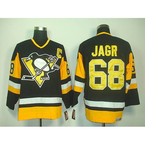 Pittsburgh Penguins #68 Jaromir Jagr Black CCM Throwback Stitched Jersey Men's