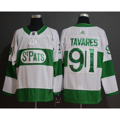 Adidas Maple Toronto Maple Leafs #91 John Tavares White Authentic St. Pats Stitched Jersey Men's