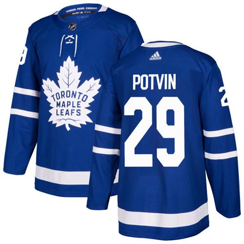 Adidas Maple Toronto Maple Leafs #29 Felix Potvin Blue Home Authentic Stitched Jersey Men's