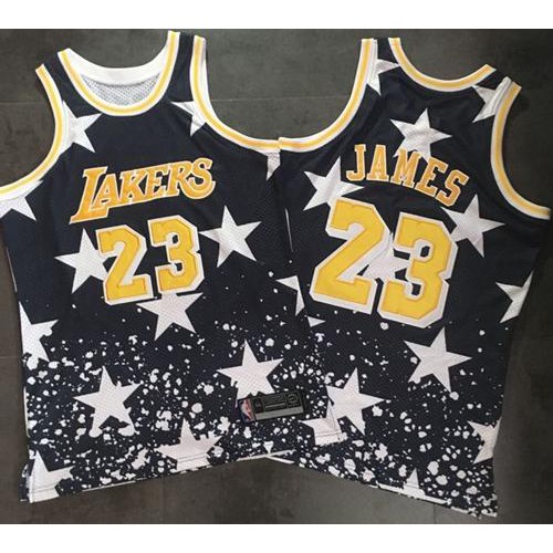 Los Angeles Lakers #23 LeBron James Navy Throwback 1997 4th of July Stitched Jersey Mens