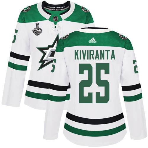 Adidas Dallas Stars #25 Joel Kiviranta White Road Authentic Women's 2020 Stanley Cup Final Stitched Jersey Womens