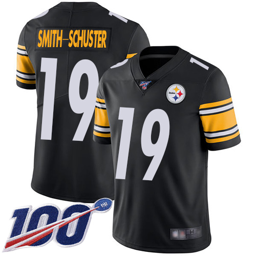 Pittsburgh Steelers #19 JuJu Smith-Schuster Black Team Color Youth Stitched 100th Season Vapor Limited Jersey Youth