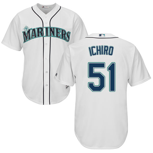 Seattle Mariners #51 Ichiro Suzuki White Cool Base Stitched Youth Jersey Youth