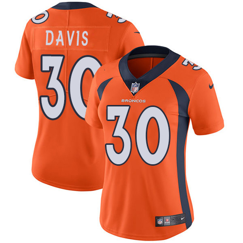 Denver Broncos #30 Terrell Davis Orange Team Color Women's Stitched Vapor Untouchable Limited Jersey Womens