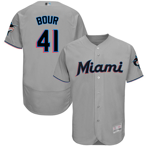 Miami Marlins #41 Justin Bour Grey Flexbase Authentic Collection Stitched Jersey Men's
