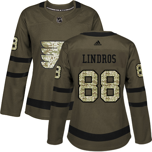 Adidas Philadelphia Flyers #88 Eric Lindros Green Salute to Service Women's Stitched Jersey Womens