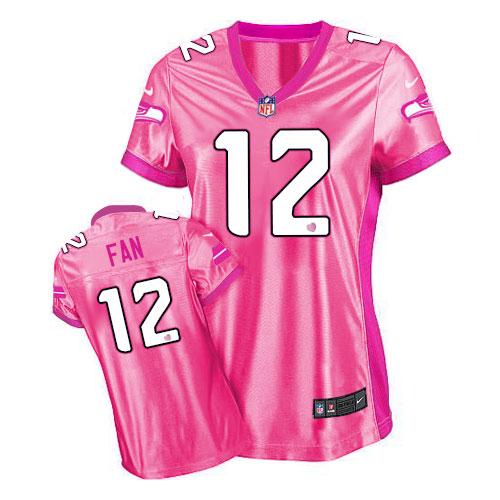 Seahawks #12 Fan Pink Women's Be Luv'd Stitched New Elite Jersey