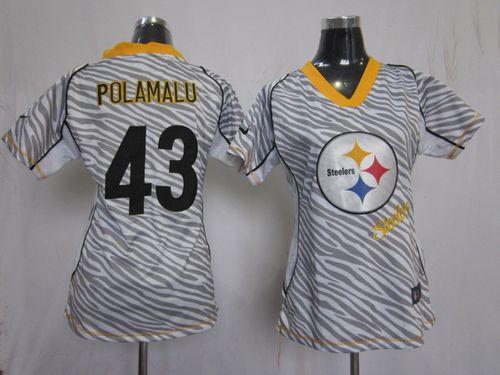 Steelers #43 Troy Polamalu Zebra Women's Stitched Elite Jersey