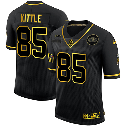 San Francisco 49ers #85 George Kittle Men's 2020 Salute To Service Golden Limited Jersey Black
