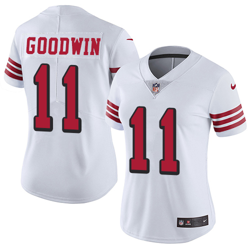 San Francisco 49ers #11 Marquise Goodwin White Rush Women's Stitched Vapor Untouchable Limited Jersey Womens