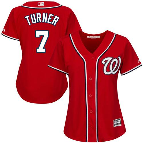 Washington Nationals #7 Trea Turner Red Alternate Women's Stitched Jersey Womens