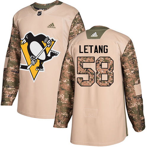 Adidas Pittsburgh Penguins #58 Kris Letang Camo Authentic 2017 Veterans Day Stitched Jersey Men's