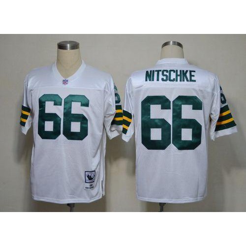 Mitchell & Ness Green Bay Packers #66 Ray Nitschke White Stitched Throwback Jersey Men's