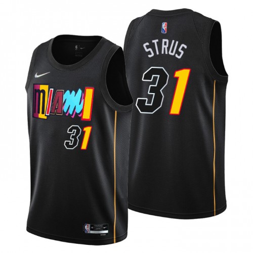 Miami Miami Heat #31 Max Strus Mens Black 2021/22 Swingman Jersey - City Edition Mens