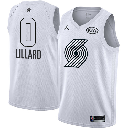 Portland Trail Blazers #0 Damian Lillard White Jordan Swingman 2018 All-Star Game Jersey Mens