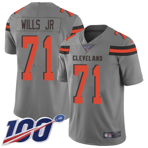 Cleveland Browns #71 Jedrick Wills JR Gray Men's Stitched Limited Inverted Legend 100th Season Jersey Men's